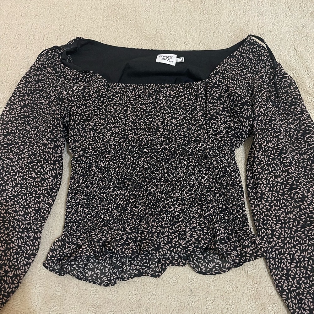 Floral Black and White Women's Top